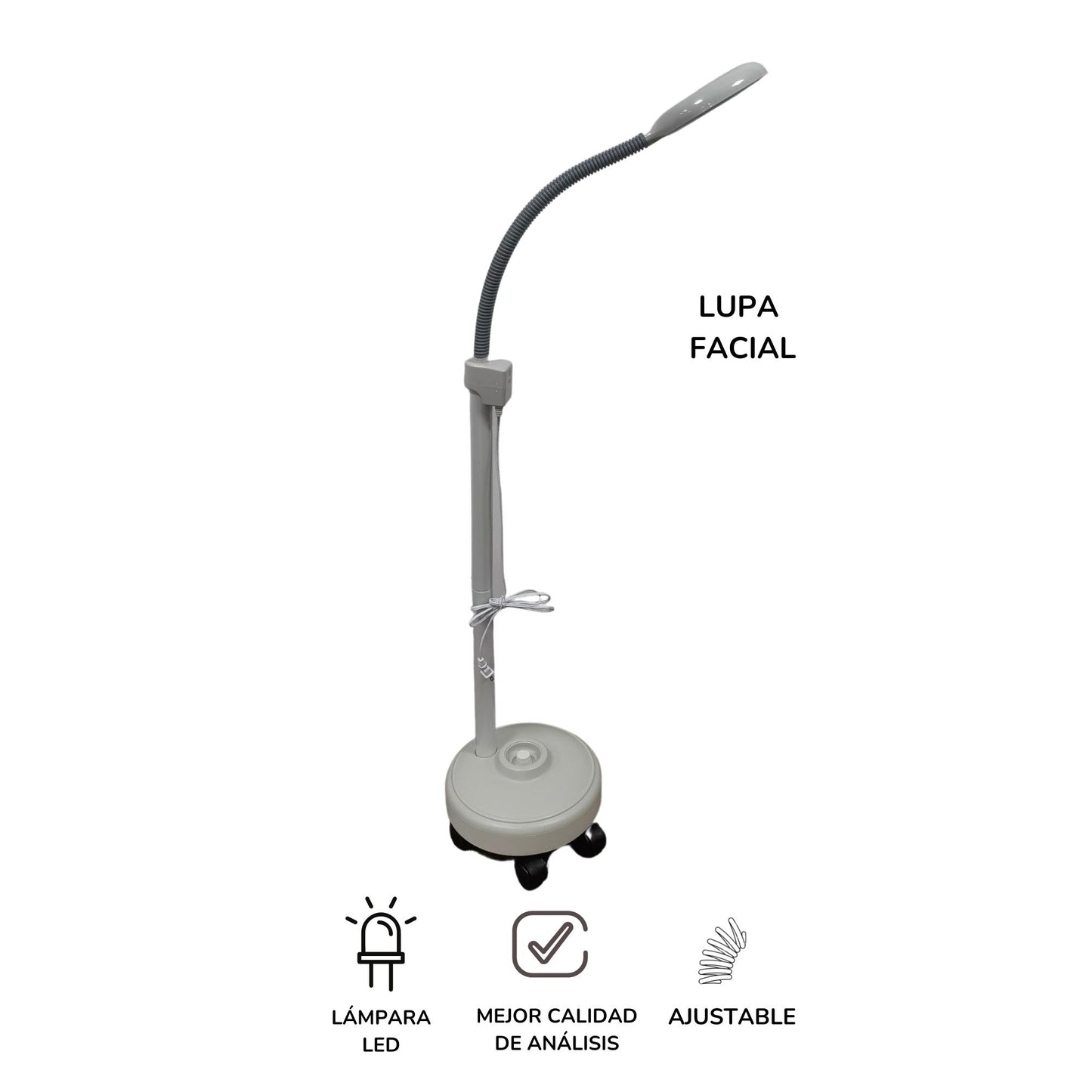 Lupa facial con pesdestal y ruedas